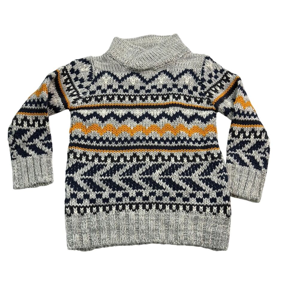 Sfera toddler gray mockneck alpine stripe sweater. Size 3-4. ski lodge, winter
